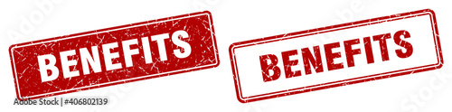benefits stamp set. benefits square grunge sign