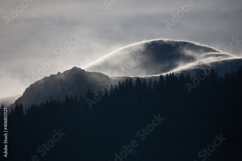 Winter wind in mountains