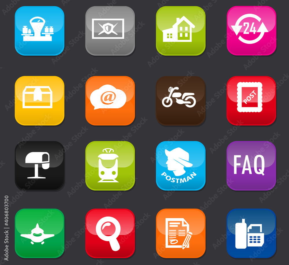 Post service icons set Post service icons set