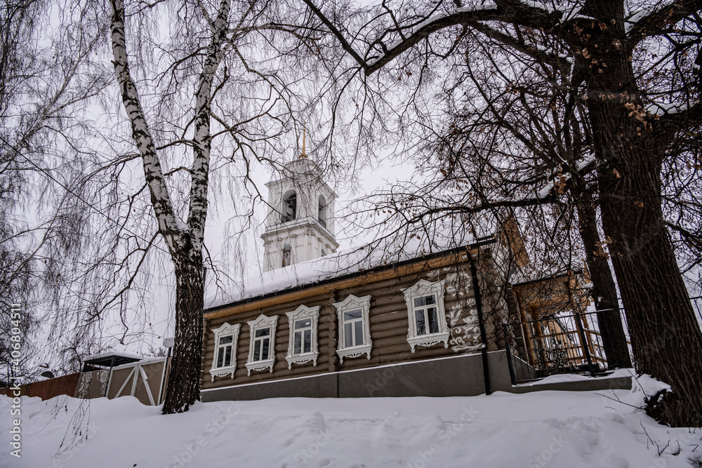 an old provincial town with old temples and parks covered with snow in winter an old provincial town with old temples and parks covered with snow in winter