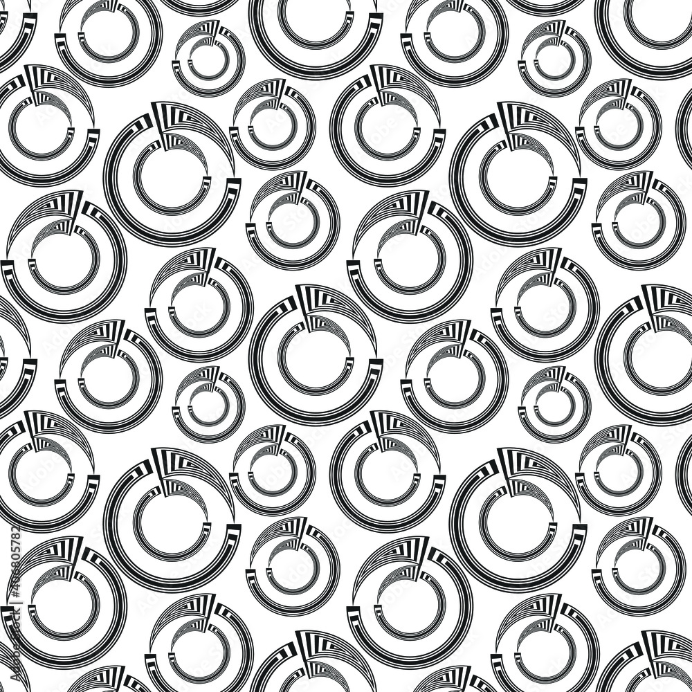 Abstract seamless art deco in vector. Black and white geometric shapes