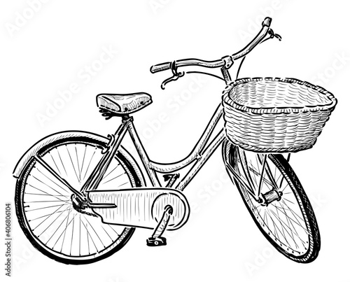 Sketch of urban female bicycle with basket