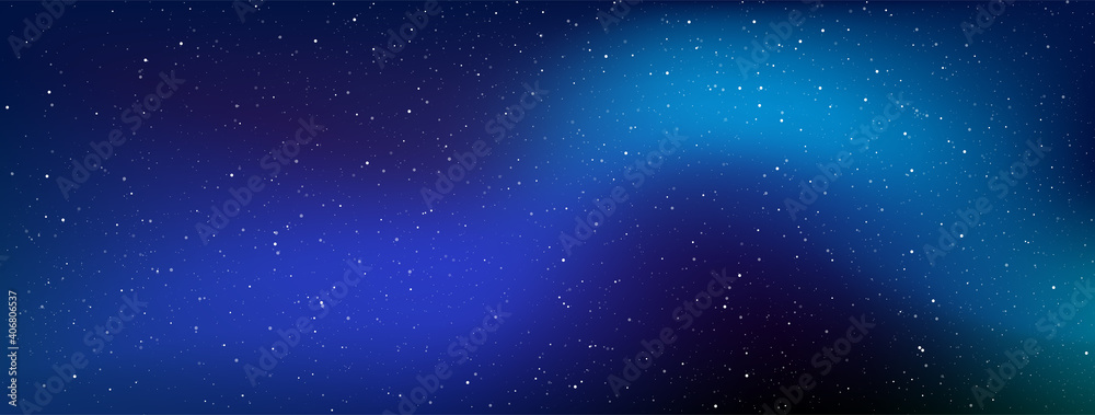 Beautiful galaxy background. Stardust in deep universe and bright shining stars in cosmic. Vector illustration.