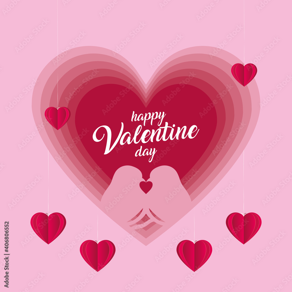 Happy valentines day heart with birds vector design