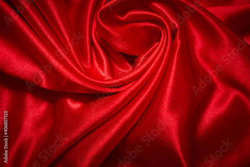 Luxury red satin smooth fabric background for celebration, ceremony, event invitation card or advertising poster