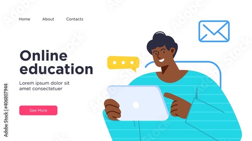 Online education modern flat design isometric concept. Landing page template. Vector illustration for web and graphic design.