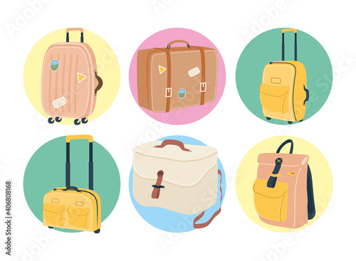 bags icon set vector design