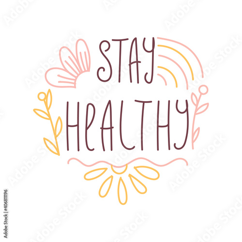 Stay healthy banner with outline quote.