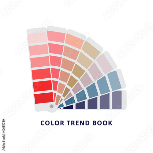 Color trend book - fanned palette guide isolated on white background.