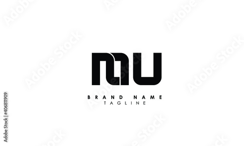 Alphabet letters Initials Monogram logo MU, UM, M and U, Alphabet Letters MU minimalist logo design in a simple yet elegant font, Unique modern creative minimal circular shaped fashion brands