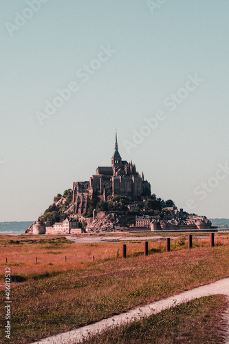 Le Mont Saint-Michel at Sunset by ebb in summer