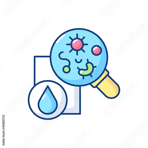 Microbiology RGB color icon. Organisms in water sample. Pollution examination. Laboratory experiment. Biotechnology analysis. Genetic engineering. Petri dish. Isolated vector illustration