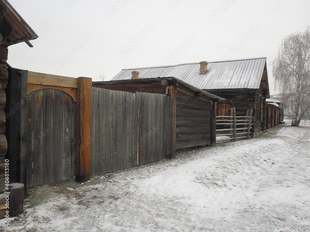 An ancient village, snow fell. An ancient village, snow fell.