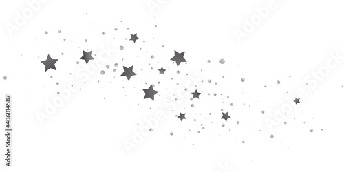 Silver star of confetti. Falling stars