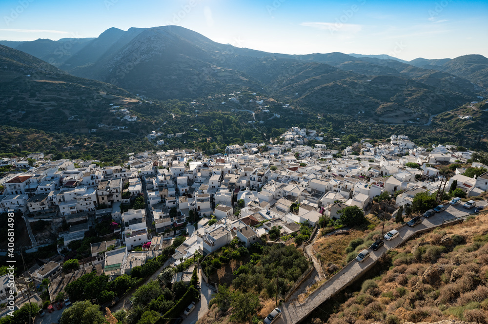 View from above of Skyros town or Chora, the capital of Skyros island in Greece