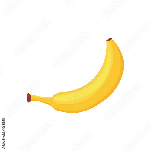 Icon of one yellow banana - ripe sweet tropical fruit a flat vector illustration