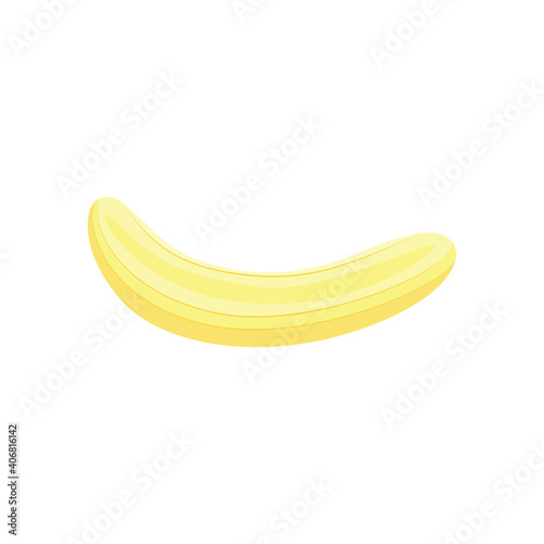 Ripe fresh banana without peel, flat cartoon vector illustration isolated.