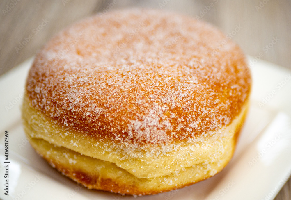 Classical German Donut - Berliner served on a plate