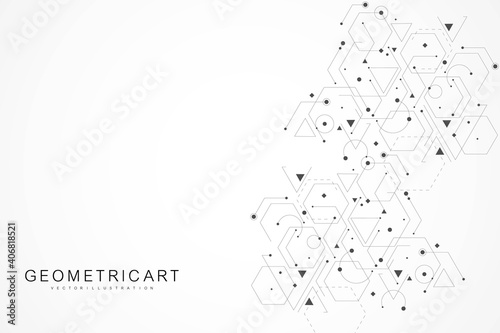 Technology structure molecular connect elements. Connection with hexagons elements. Vector illustration