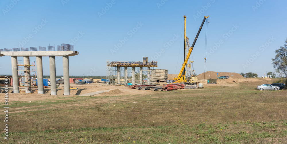 Construction of a bridge interchange on new road in the Krasnodar Territory. Modern technologies Construction of a bridge interchange on new road in the Krasnodar Territory. Modern technologies