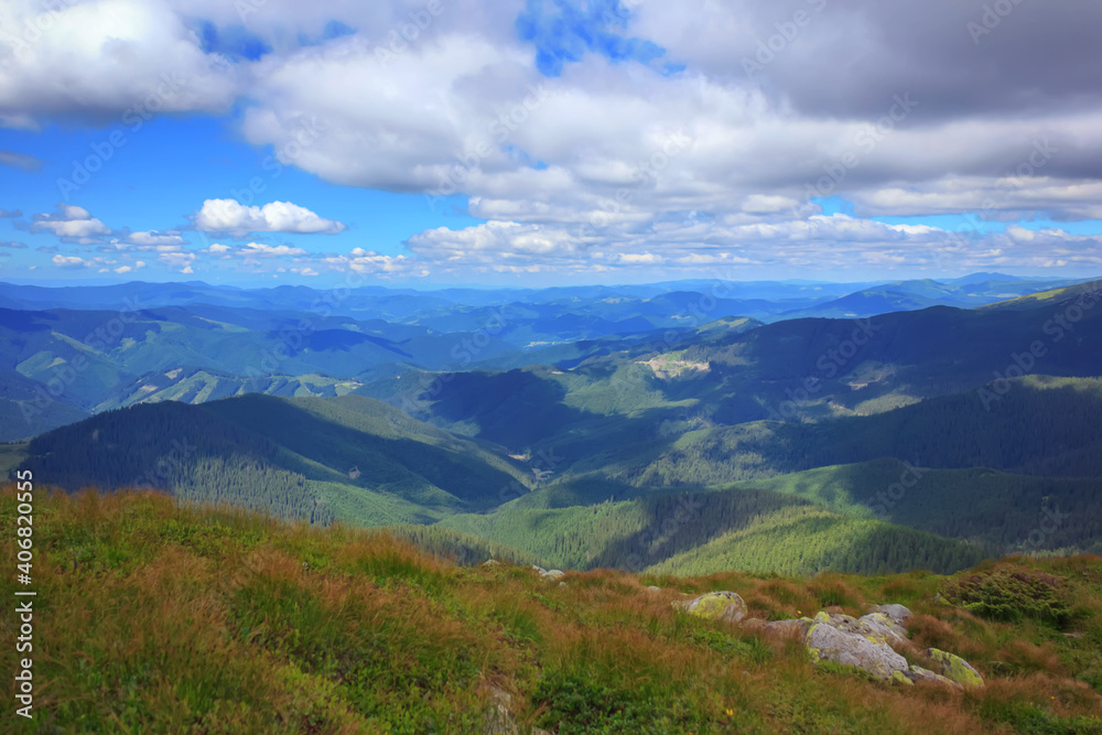 Naklejka premium View from the mountain to the Montenegrin ridge
