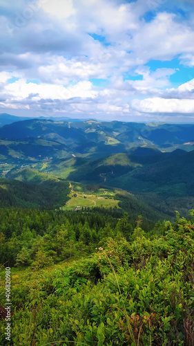 Fototapeta Naklejka Na Ścianę i Meble -  View from the mountain in the Carpathians