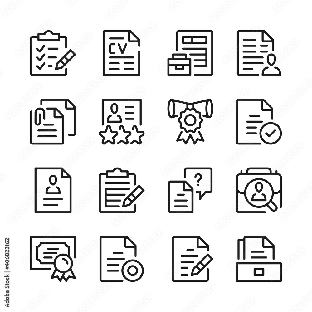 Employment documents line icons set. Modern graphic design concepts, simple outline elements collection. Vector line icons