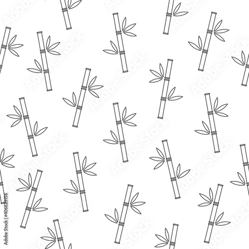 Bamboo seamless pattern. China trees with leaves decoration vector illustration.