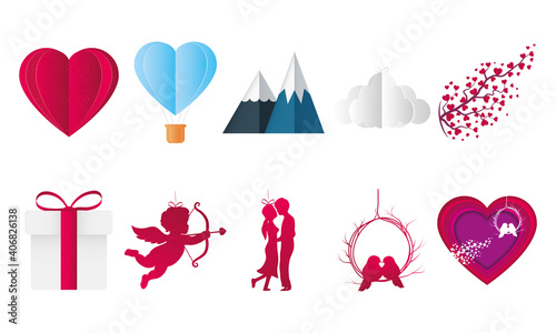 Love icon bundle vector design