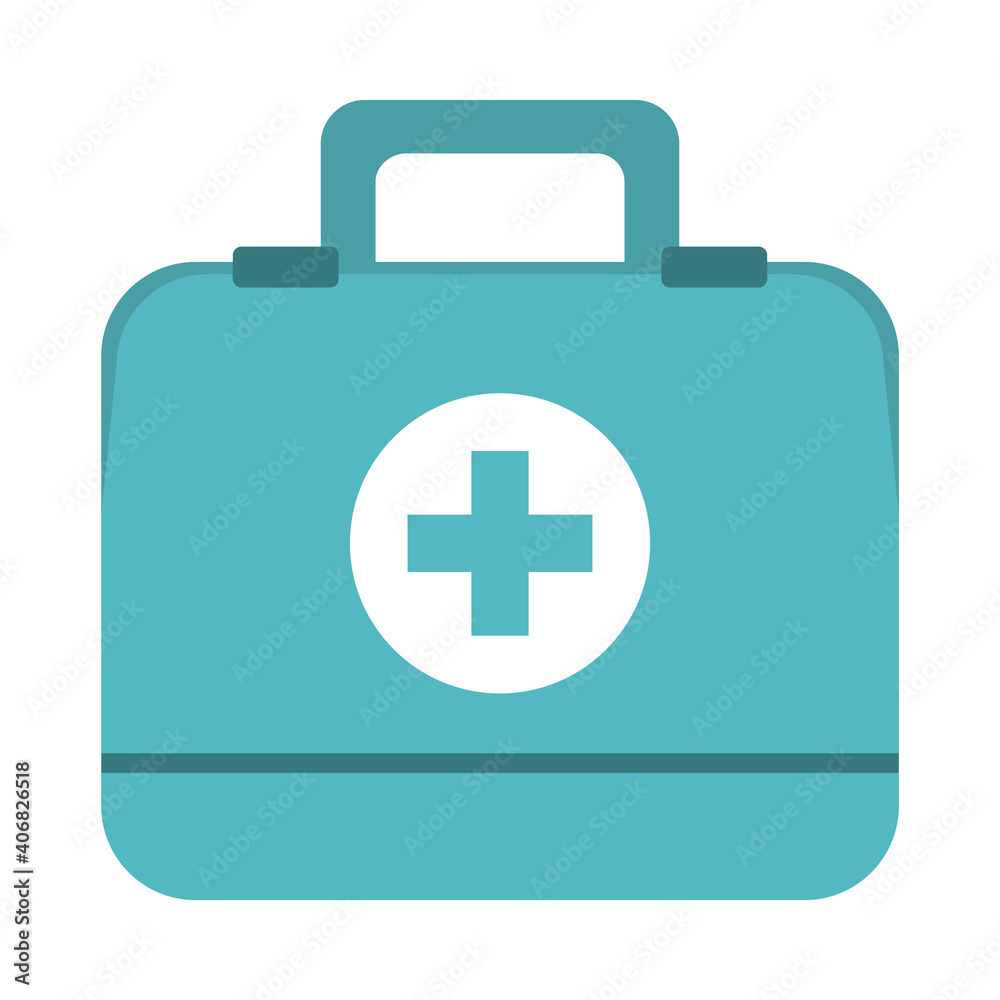 medical first aid kit icon, flat style medical first aid kit icon, flat style