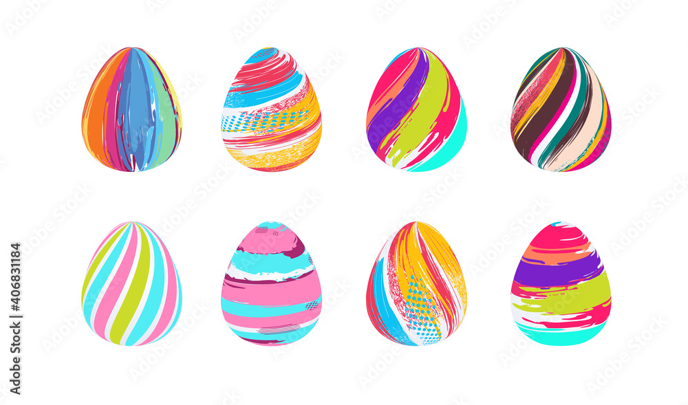 easter vector creative illustration. Happy easter. family celebration. easter creative modern design of eggs. Easter frame graphics in a colorful brush style easter