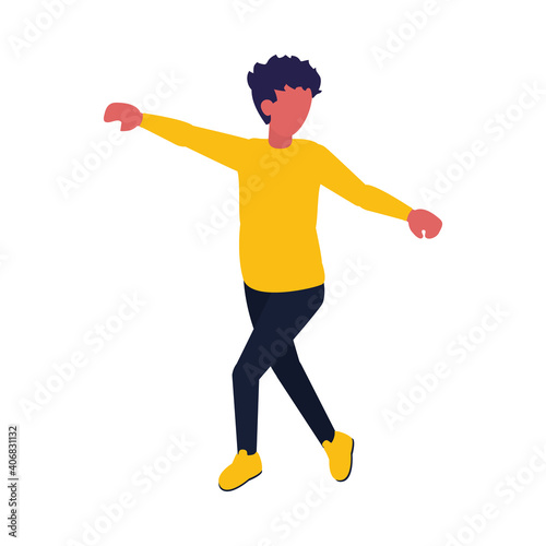young man dancing icon, colorful design