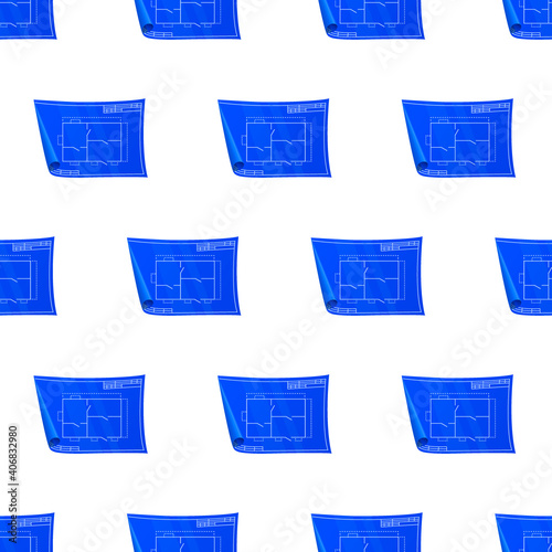 Technical drawing pattern. Nice new drawing of blue drawing paper with house drawing. For builders and mechanics. Vector illustration for websites, games and prints.