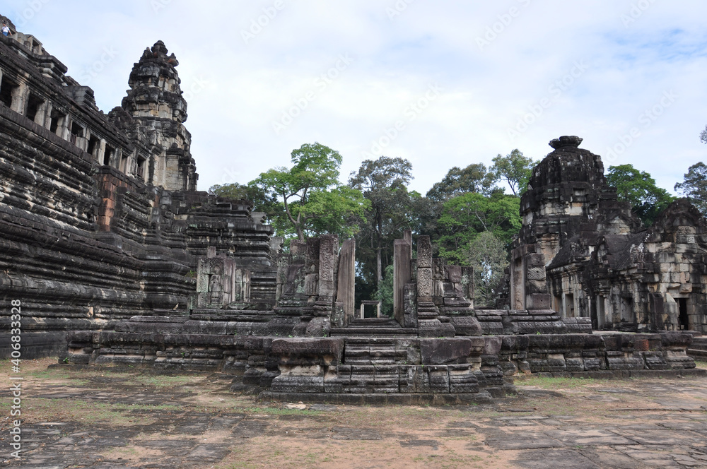 Landscape view of the temples and ruins at Angkor Wat