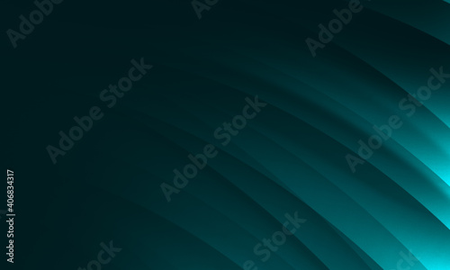 Abstract wave Teal green black dark gradient geometric background.Curved lines graphic design.
