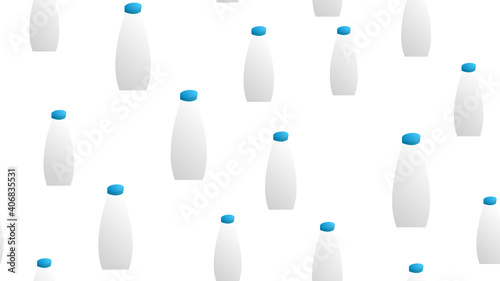 Seamless pattern with milk bottles. Vector template for wrapping paper, bedding pattern for kids, print on clothes