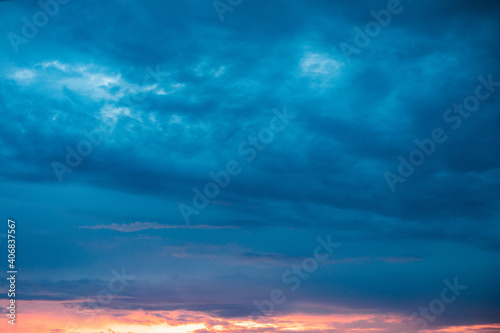 Very beautiful landscape of the evening sky with clouds, sunset. Blue, orange sky. © Вячеслав Косько