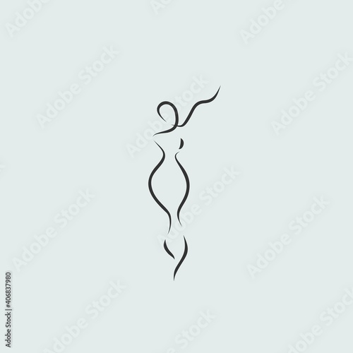 silhouette of a woman logo design line art icon
