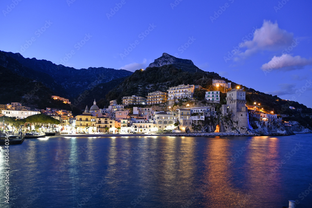 Panoramic image of Cetara, an ancient fishing village in the province of Salerno, Italy.