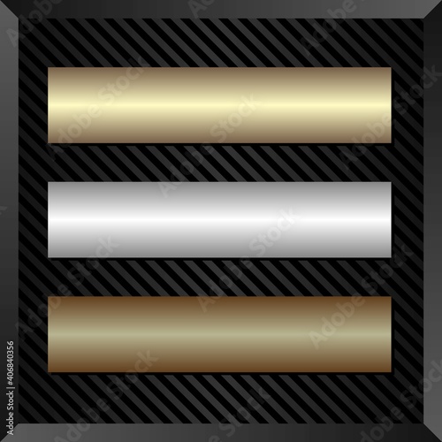 golden, silver and bronze banner on black background photo