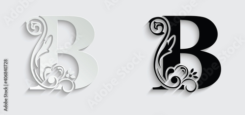 letter B. flower letters. Vintage ornament initial Alphabet. Logo vector	
