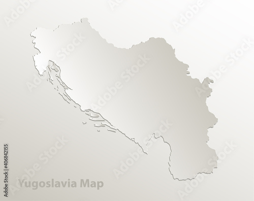 Yugoslavia map card paper 3D natural vector