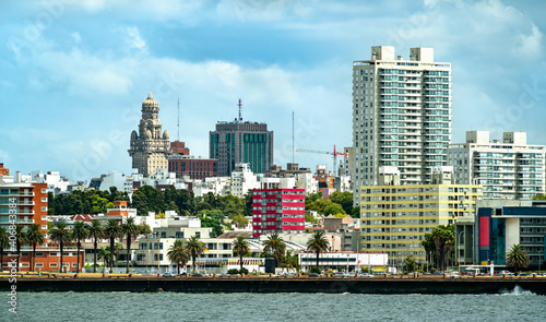 Skyline of Montevideo with Palacio Salvo at the Rio de la Plata  Uruguay
