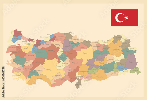 Turkey Map Old Colors
