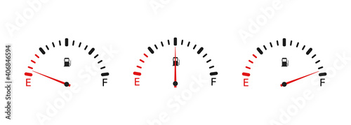 Fuel indicator icon . Fuel gauge. Car dashboard illustration . Vector.