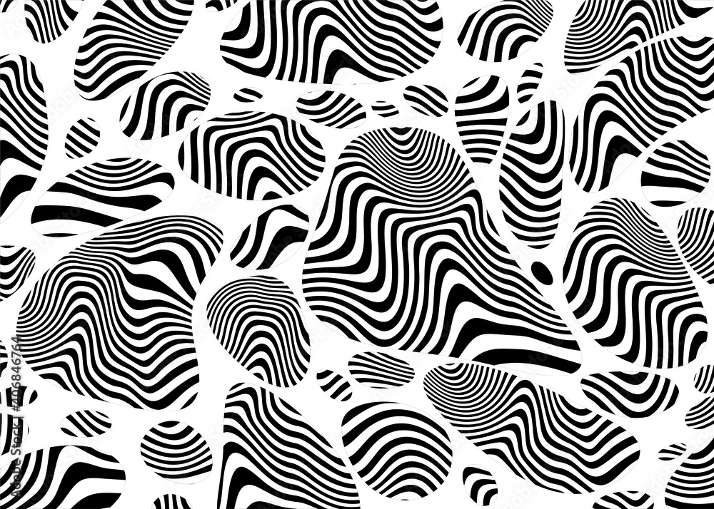 Trendy abstract black and white pattern. Modern striped vector background for posters, decor, business cards, printing, web design