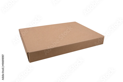 Brown Carton Product Cardboard Package Box isolated on white background © Waeel