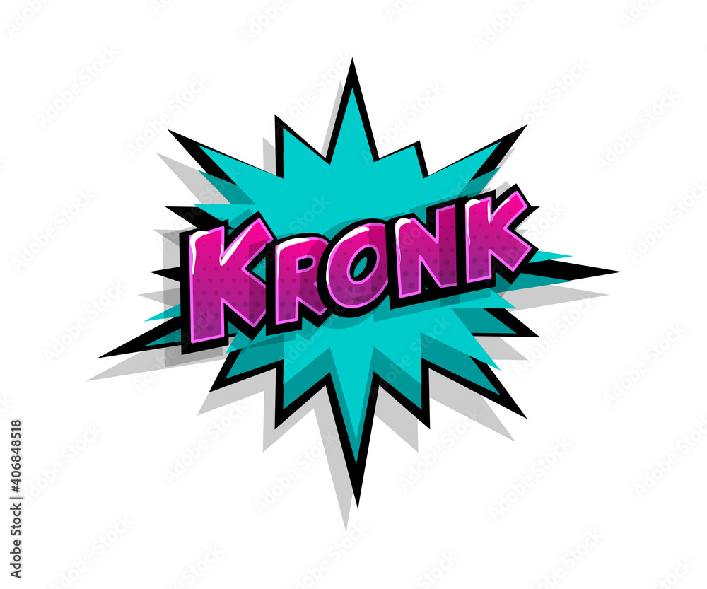 Lettering kronk, boom. Comic text logo sound effects. Vector bubble icon speech phrase, cartoon font label, sounds illustration. Comics book funny text. Lettering kronk, boom. Comic text logo sound effects. Vector bubble icon speech phrase, cartoon font label, sounds illustration. Comics book funny text.