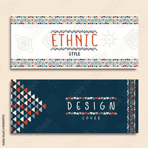 Tribal ethnic art background illustration set