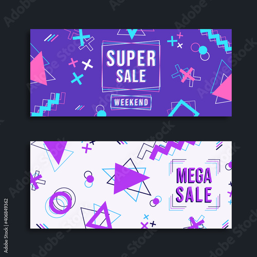 Modern sale template colorful geometric set